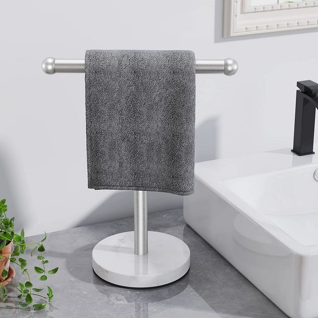 Hand Towel Holder Stand TShape Bathroom Towel Rack Marble Stainless