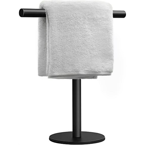 Hand Towel Holder Stand for Bathroom Vanity Countertop Matte Black T-Shape Towel Bar Rack Stand Towel Bar for Bathroom Kitchen
