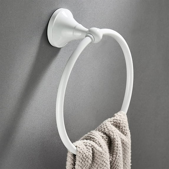 Hand Towel Holder Towel Holder, WC Bathroom Bath Towel Hanger, Round White Ring, Wall Mount Brass Holders Hand Towel Ring Towel Hanger