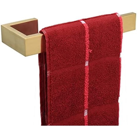 Hand Towel Holder/Towel Ring - Thicken SUS304 Stainless Steel Bathroom Hand Towel Hanger, 9 Inch Heavy Duty Wall Mounted Towel Rack, Square Hand Towel Bar for Bathroom Hardware (Gold, 9 in)
