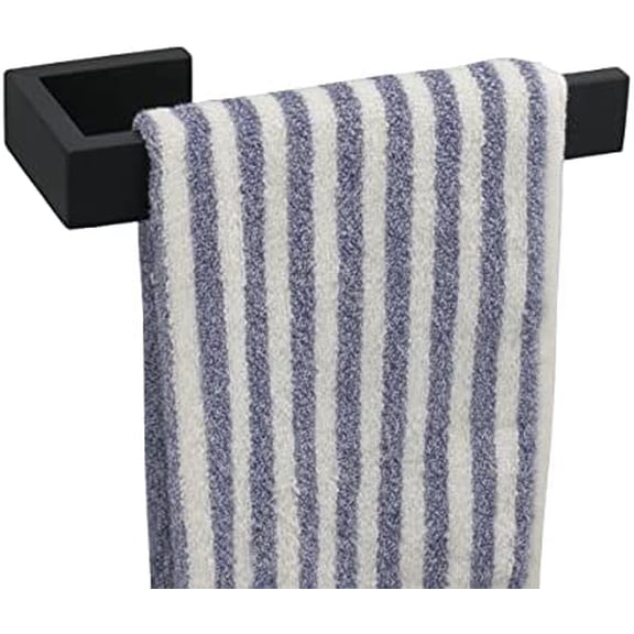 Hand Towel Holder/Towel Ring - Thicken SUS304 Stainless Steel Bathroom Hand Towel Hanger, 9 Inch Heavy Duty Wall Mounted Towel Rack, Square Hand Towel Bar for Bathroom Hardware (Black, 9 in)