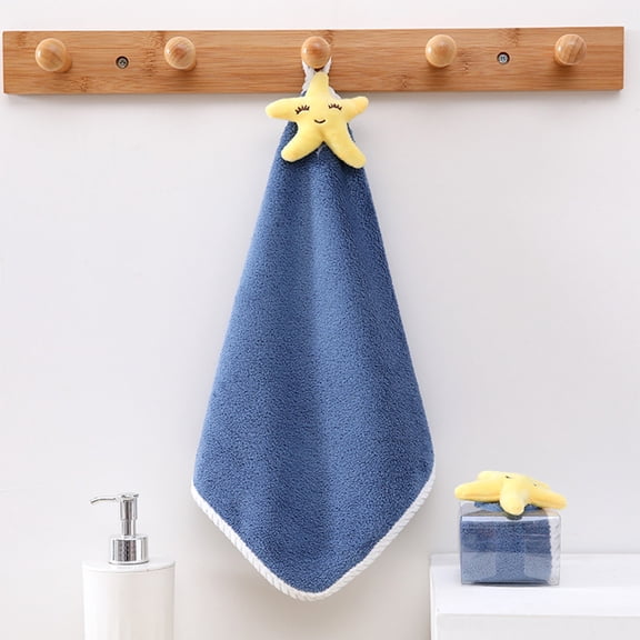 Hand Towel | Kitchen Cloth | Coral Fleece, Cute Cartoon Design, Absorbent, Quick-Dry, Hangable Loop | Pink, Orange, Green, Yellow | 12x12 in