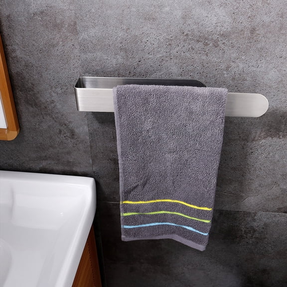 Hand Towel Rack Adhesive Bathroom Towel Bar Stainless Steel Wall Mounted Towel Holder Brushed Finish Organizer for Bathroom Bedroom Kitchen Toilet RV Home Storage