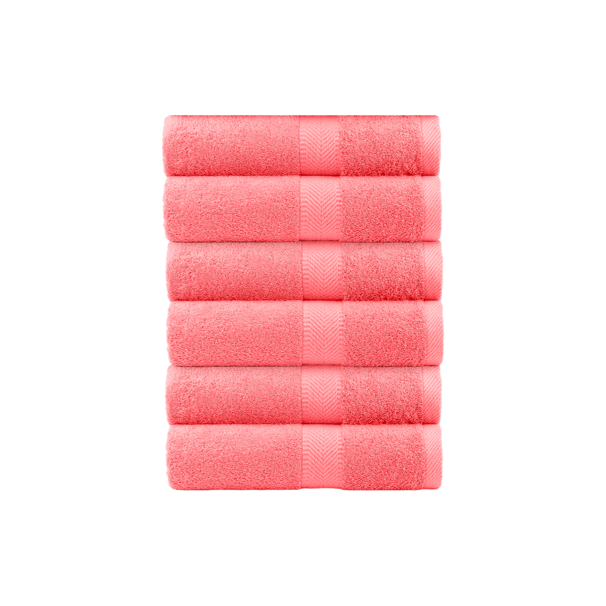 Hand Towel Set Soft Cotton Water Absorbent Hand Towel, Set of 6, Coral