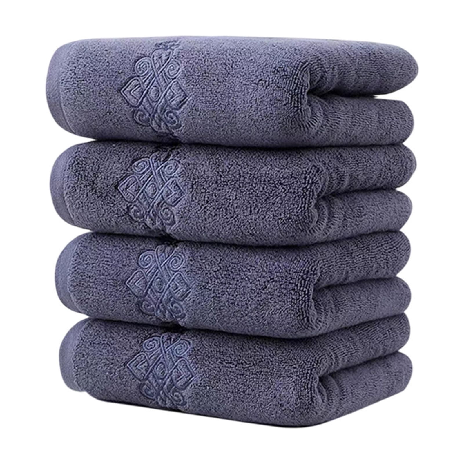 Hand Towel Set of 4 Super Thick Luxury Cotton Soft Highly Absorbent Embroidered Hand Towels for Bathroom Decorative Hotel Quality (14 x 31 in,Blue)