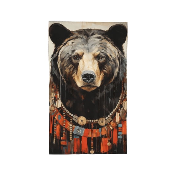 Hand Towel, Ultra-Soft & Absorbent Face Wash Cloth for Bath, Pool, Travel, 27.5" x 16", Bear Rustic Lodge Southwestern Art