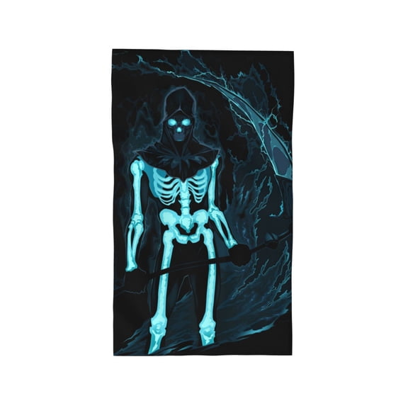 Hand Towel, Ultra-Soft & Absorbent Face Wash Cloth for Bath, Pool, Travel, 27.5" x 16", Demon Skull Scythe Fire