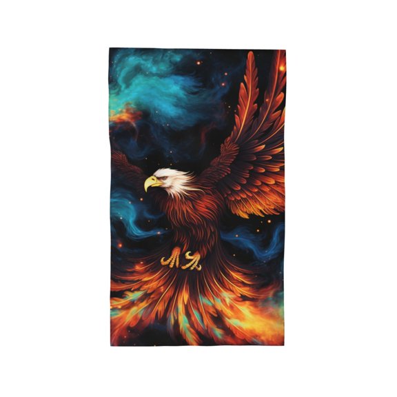 Hand Towel, Ultra-Soft & Absorbent Face Wash Cloth for Bath, Pool, Travel, 27.5" x 16", Eagle Fire Starry Flaming