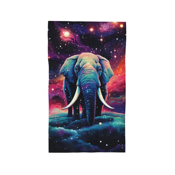 Hand Towel, Ultra-Soft & Absorbent Face Wash Cloth for Bath, Pool, Travel, 27.5" x 16", Elephant Indian Starry Psychedelic Art