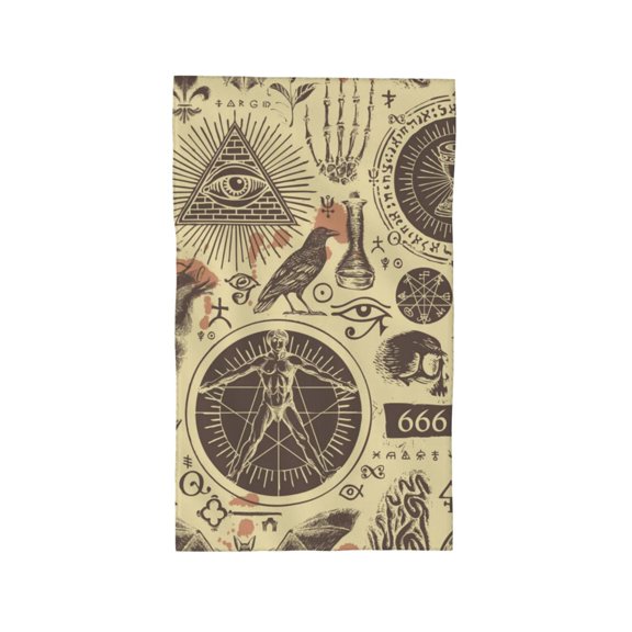 Hand Towel, Ultra-Soft & Absorbent Face Wash Cloth for Bath, Pool, Travel, 27.5" x 16", Heart All Seeing Vintage Occultism