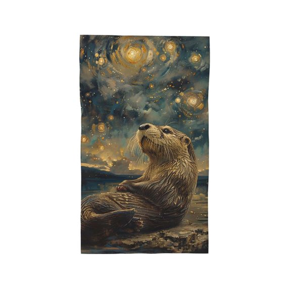 Hand Towel, Ultra-Soft & Absorbent Face Wash Cloth for Bath, Pool, Travel, 27.5" x 16", Otter Fish Sky Art