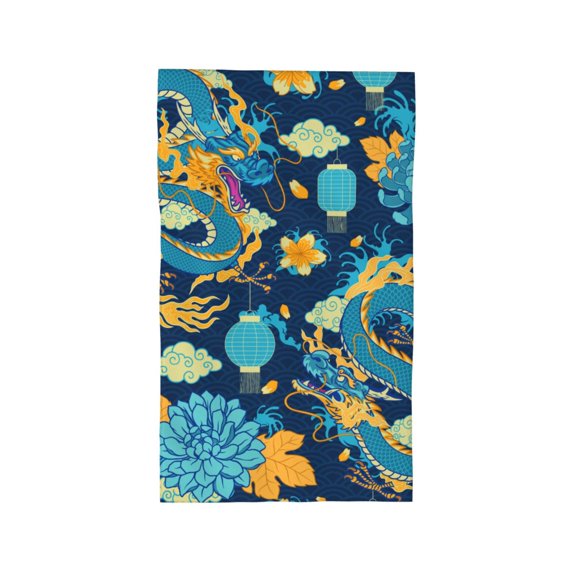 Hand Towel, Ultra-Soft & Absorbent Face Wash Cloth for Bath, Pool, Travel, 27.5" x 16", Traditional Chinese Dragon Asian