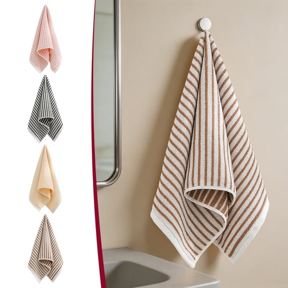 Hand Towel for Bathroom 13 x 29 Inch Quick Dry Absorbent Kitchen Hand Towels Striped Cotton Hand Towels Soft Bath Towel Set for Swimming, Pool