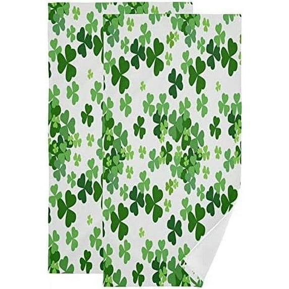 Hand Towels,2 Pack Soft Luxury Towel Lucky Clover Shamrocks for Bathroom Kitchen, Beach