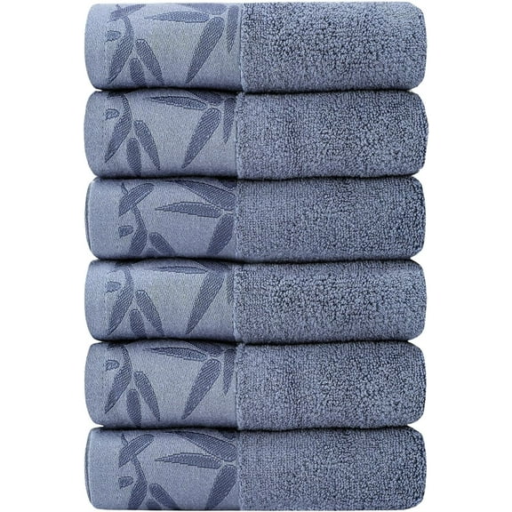 Hand Towels 6 Pack - Soft Viscose Made from Bamboo Hand Towel, Highly Absorbent & Quick Drying Decorative Hand Towels for Bathroom, Multipurpose Use for Face,Spa,Salon Towels, 13x29 inches, Blue