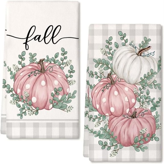 Hand Towels For Bathroom,Fall & Halloween Themed Absorbent Towel Set with Pumpkin, Ghost & Plaid Patterns, Multi - Design Options & Soft Fabric, Kitchen & Bathroom Decor Essential