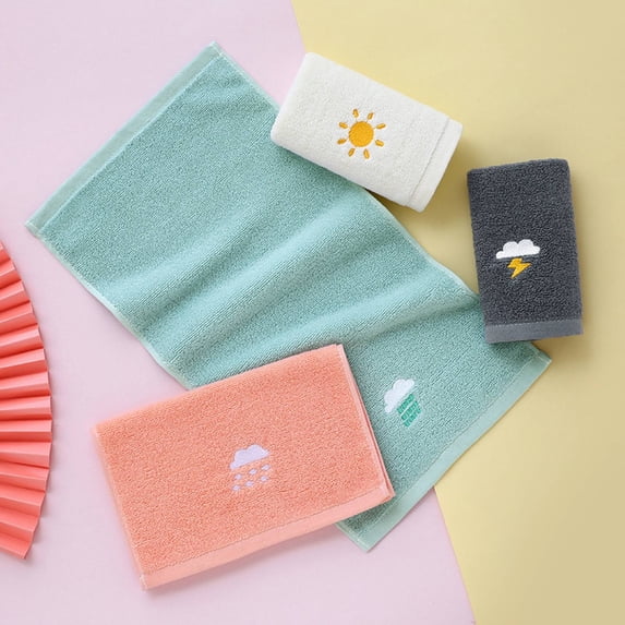 Hand Towels for Bathroom Set 4 Cotton Bath/ Face Towel Soft Highly Absorbent Towels for Adults and Children for Bathroom Kitchen 14X29 Inch ( White Blue Gray), Bath Towel