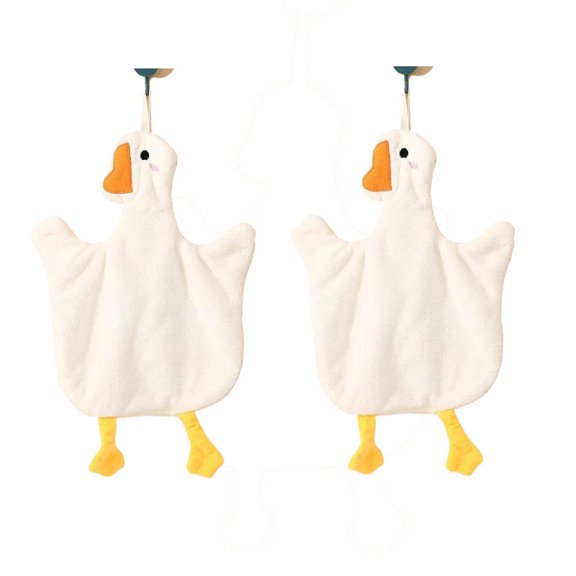 Hand Towels Cute Duck Hanging Towel Kitchen Bathroom Goose Bathing Ball Soft Absorbent Microfiber Wipe Towel Cartoon Kids Towels