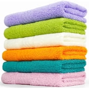 Zhao.Fu Washcloths Set, 13 by 13 in, 100% Ring Spun Cotton, High Absorbent Towels Set with Hanging Loop, Soft Towels for Body and Face, 6-Pcs