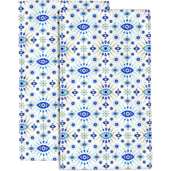 Hand Towels Set of 2 Evil Eye Towels for Bathroom Soft Absorbent Decorative Hand Bath Towels Dish Towels for Kitchen Sports Gym Yoga Home Decor 14 x 28 in
