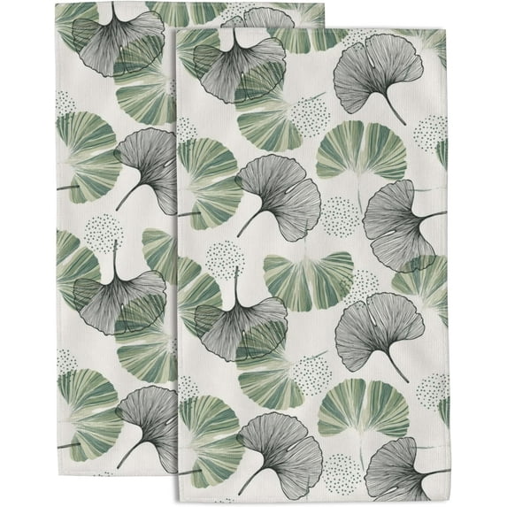 Hand Towels Set of 2 Ginkgo Leaf Towels for Bathroom Soft Absorbent Decorative Hand Bath Towels Dish Towels for Kitchen Sports Gym Yoga Home Decor 14 x 28 in