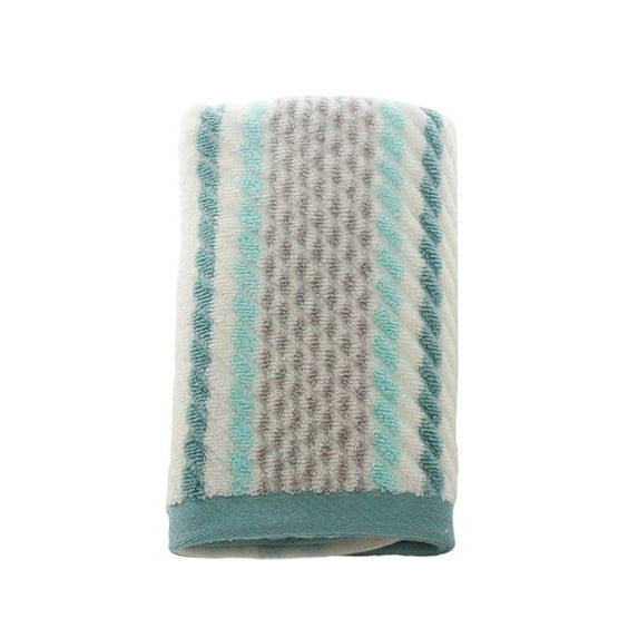 Hand Towels Set of 1 Striped Pattern Cotton Soft Absorbent Decorative Towel for Bathroom, 29.5x13.8 Inch, Green