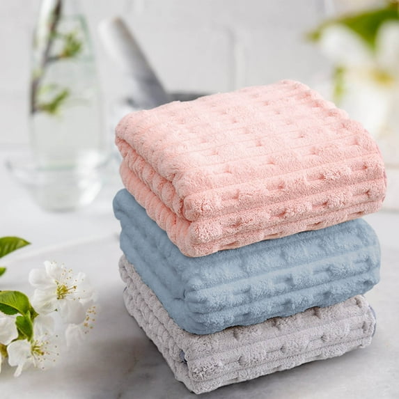 Hand Towels Sets Skegnu 3pc Absorbent Velvet Towel-Colorful Striped Face Wash Towel-Children's Household Soft Gift Towel