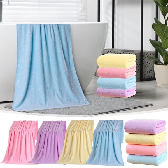Hand Towels Skegnu Ultra Fine Fiber Bath Towel Embossed Bear Shawl For Children With Strong Water Absorption Soft And Thickened Beach Towel Towels for Bathroom