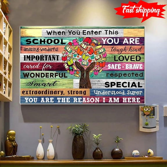 Hand Tree With Colourful Books Teacher & Student When You Enter This Classroom You Are Amazing Wonderful Tough Kind Important 16 x 24 Inch Poster