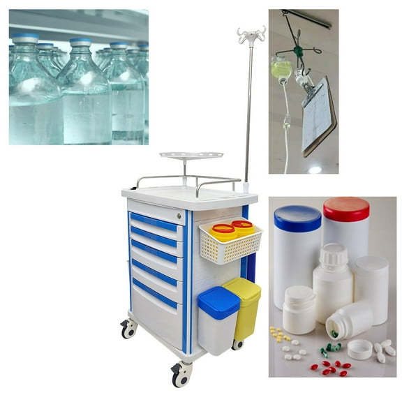 Hand Trolley Nursing Drug Delivery Dressing Change Anesthesia Infusion ABS
