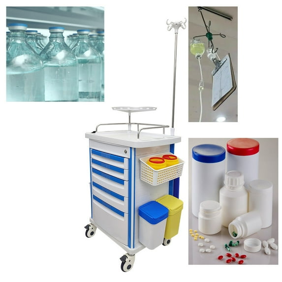 Hand Trolley Nursing Drug Delivery Dressing Change Anesthesia Infusion ABS