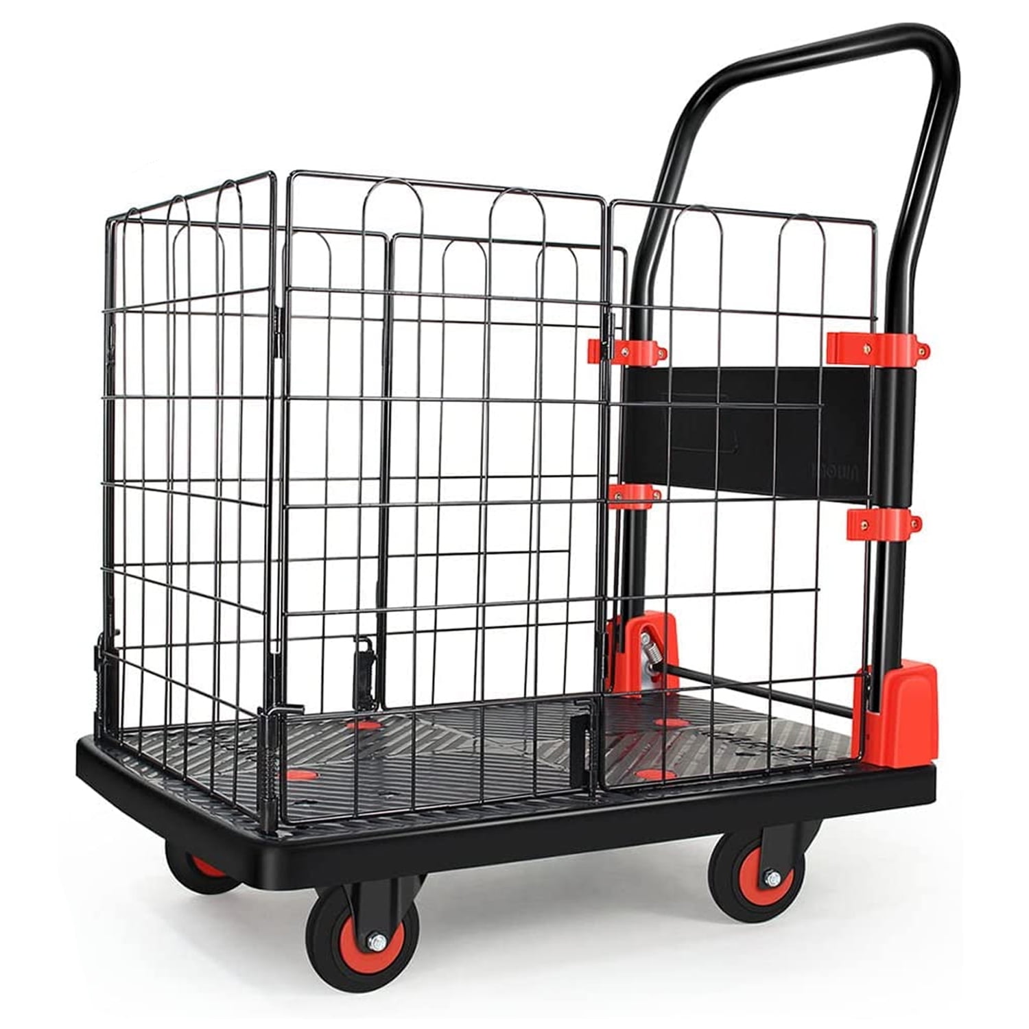 Hand Truck, 330 lbs, Foldable, Basket Cage, Push Handle, Suitable for Moving, Transporting Goods