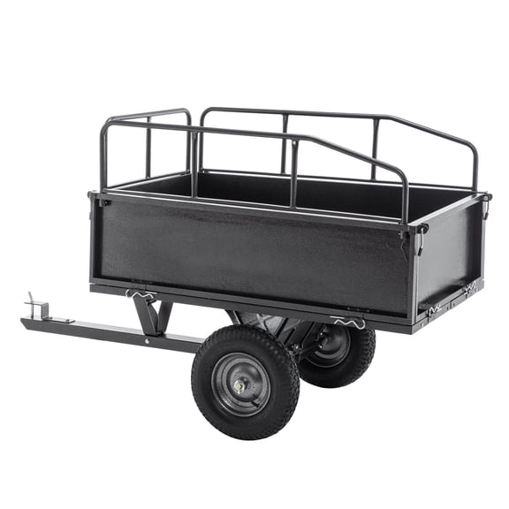 Hand Truck 600LBS Heavy Duty Steel Dump Cart Trailer, 17 Cu.Ft. Tow Behind Hauling & Dumping Wagon for ATV, Lawn Tractor and Garden with 16" Tires,Dolly