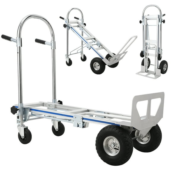 Hand Truck Dolly Foldable, 770 Lbs Capacity Folding Dolly Cart with Wheels, Convertible Hand Trucks Heavy Duty with Sliding Frame for Transport