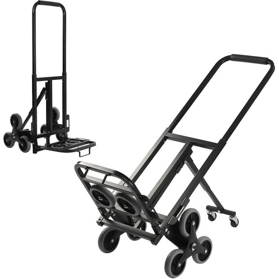 Hand Truck Dolly, Industrial Strength 550/330 Pound Weight Capacity, Heavy Duty Folding Dolly for Moving with Collapsible Wheels and Telescoping Handle, Stair Climbing Cart (Black, 550 LB Capacity)