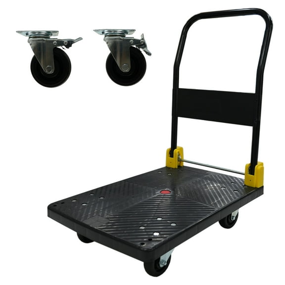 Hand Truck Foldable Platform Push Hand Truck Cart, 880 lbs. Weight Capacity, 2 Swivel Brake Wheels,Dolly
