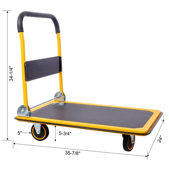 Hand Truck Foldable Platform Truck Push Dolly 660 lb. Weight Capacity Black and Yellow,Dolly