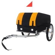 Hand Trucks Heavy-Duty Bike Cargo Trailer with Removable Waterproof Cover   88 lbs Capacity, 16 All-Terrain Wheels & Foldable Design for Camping, Groceries, yellow black,Platform Dollies