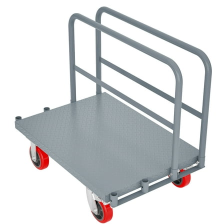 Hand Trucks Steel Panel Truck, Heavy Duty Drywall Cart Lumber Cart Platform Truck Flat Cart, 2000lbs, 6" Swivel Brake Casters, with 1Front and 2 Side Handrails (36''x24''),Platform Dollies