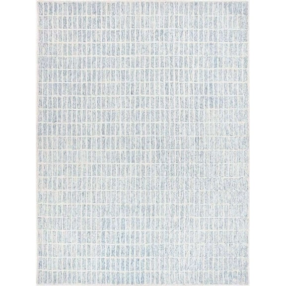 Hand-Tufted 100% New Zealand Wool Area Rug | Modern Grid Pattern Carpet for Living Room, Bedroom, & Home Décor (Pale Blue_8X10)