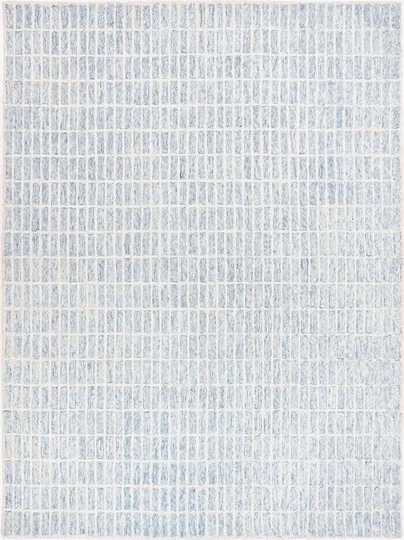 Square Pattern Blue Rug Modern Hand-Tufted Pale Blue Grid Pattern Area Rug, 9X12, 100% New ...