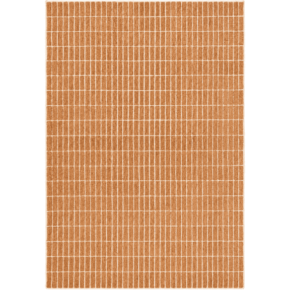 Hand Tufted 100% New Zealand Wool Area Rug, Modern Grid Pattern Carpet for Living Room, Bedroom & Home Decor, Soft Plush Indoor Rug, Tan, 4x6 Ft
