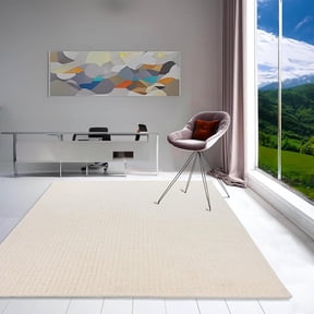 Hand-Tufted 100% Wool Area Rug – Unique Modern Geometric Grid Pattern, Soft Plush Textured Carpet for Living Room, Bedroom, Dining Room & Entryway (Beige, 8' x 11' (Rectangular))