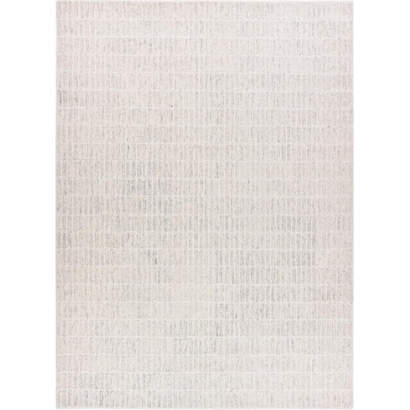 LoopCut LOOPCUT Tufted Gray Geometric Grid Area Rug, 6' x 9', Soft Plush Textured 100% Wool
