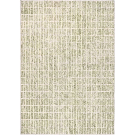 LoopCut LOOPCUT Geometric Grid Pattern Hand-Tufted Green Runner Rugs, 2'6" x 8', Handmade