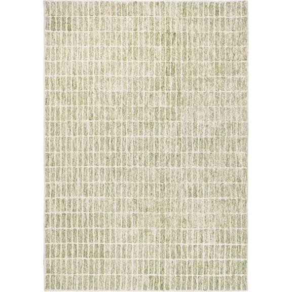 Hand-Tufted 100% Wool Area Rug – Unique Modern Geometric Grid Pattern, Soft Plush Textured Carpet for Living Room, Bedroom, Dining Room & Entryway (Light Green, 7' (Round))