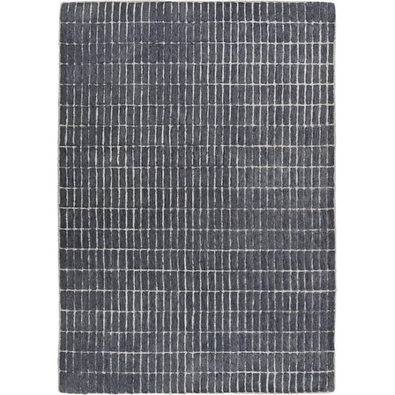LoopCut Hand Tufted Wool Runner Rug, Smoke, 2'6" x 12', Geometric Grid Pattern, Indoor Runner Rug for Hallway, Bedroom & Living Room