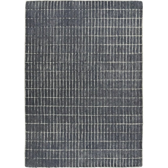 Hand-Tufted 100% Wool Area Rug – Unique Modern Geometric Grid Pattern, Soft Plush Textured Carpet for Living Room, Bedroom, Dining Room & Entryway (Smoke, 8' x 11' (Rectangular))