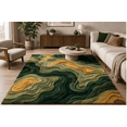 Layared Rugs Hand-Tufted 3D Topographic Contour Area Rug, Forest Green and Gold ...