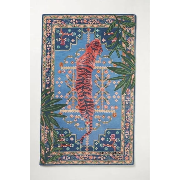 Avyay Rugs Hand-Tufted Bengal Tiger Wool Area Rug, Animal Print, Indoor Living Room Bedroom Carpet, 5 ft x 8 ft